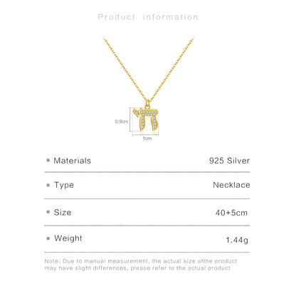 Judaica CHAI Charm 925 Sterling Silver or Gold  Zircon Necklace
