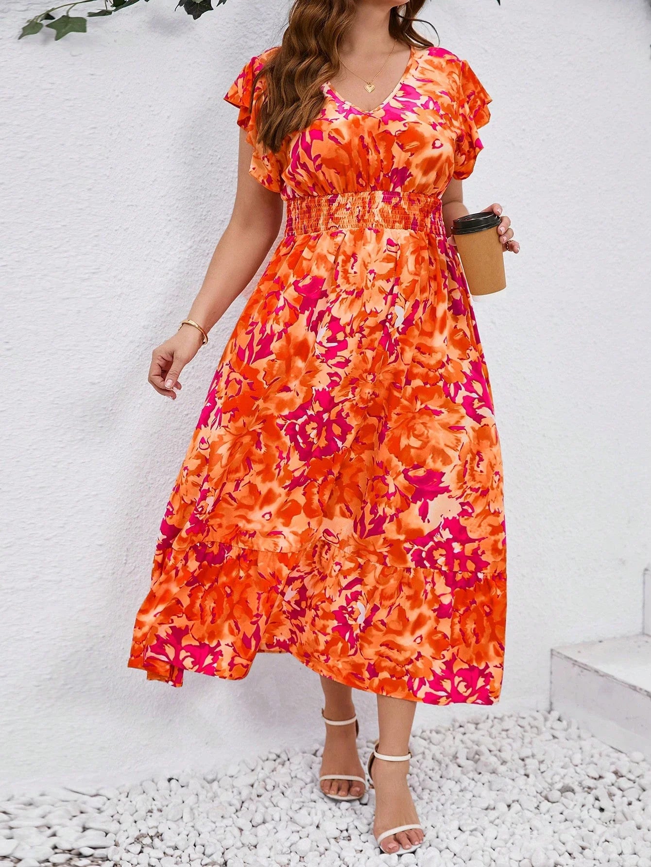 Plus Size  Floral Print Boho Sundress