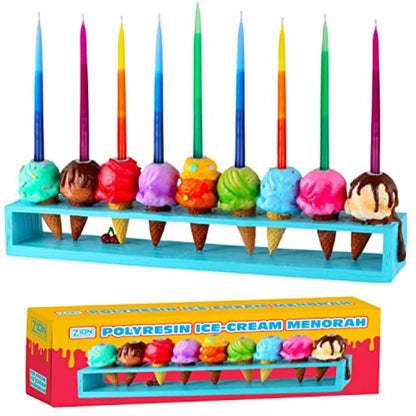 Hanukkah 's Ice Cream Menorah Painted in Vibrant Colors