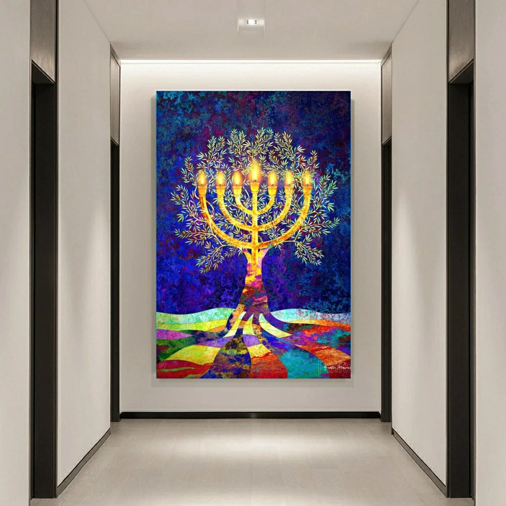 5D DIY Judaism Shofar Menorah Sparks Mosaic Embroidery Diamond Painting Art