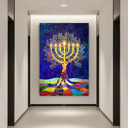 5D DIY Judaism Shofar Menorah Sparks Mosaic Embroidery Diamond Painting Art