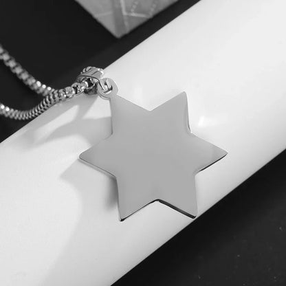 Stainless Steel Hamsa Hands of Fatima Hebrew Blessing Star of David Necklace