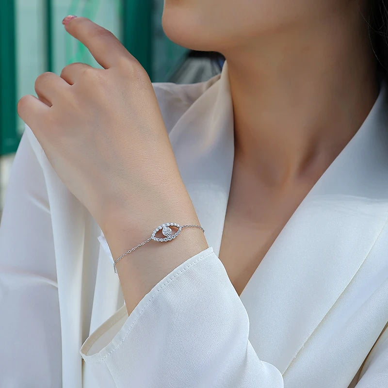 Moissanite Bracelet 925 Silver 18K Gold Plated Evil Eye with GRA Certificate