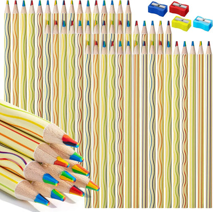 48-Pack Rainbow Pencils, 7 Colors in 1