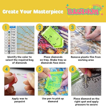 DIY 5D  12x16Inch Embroidery Tarot Card Diamond Painting Cartoon Skeleton Cross Stitch Set