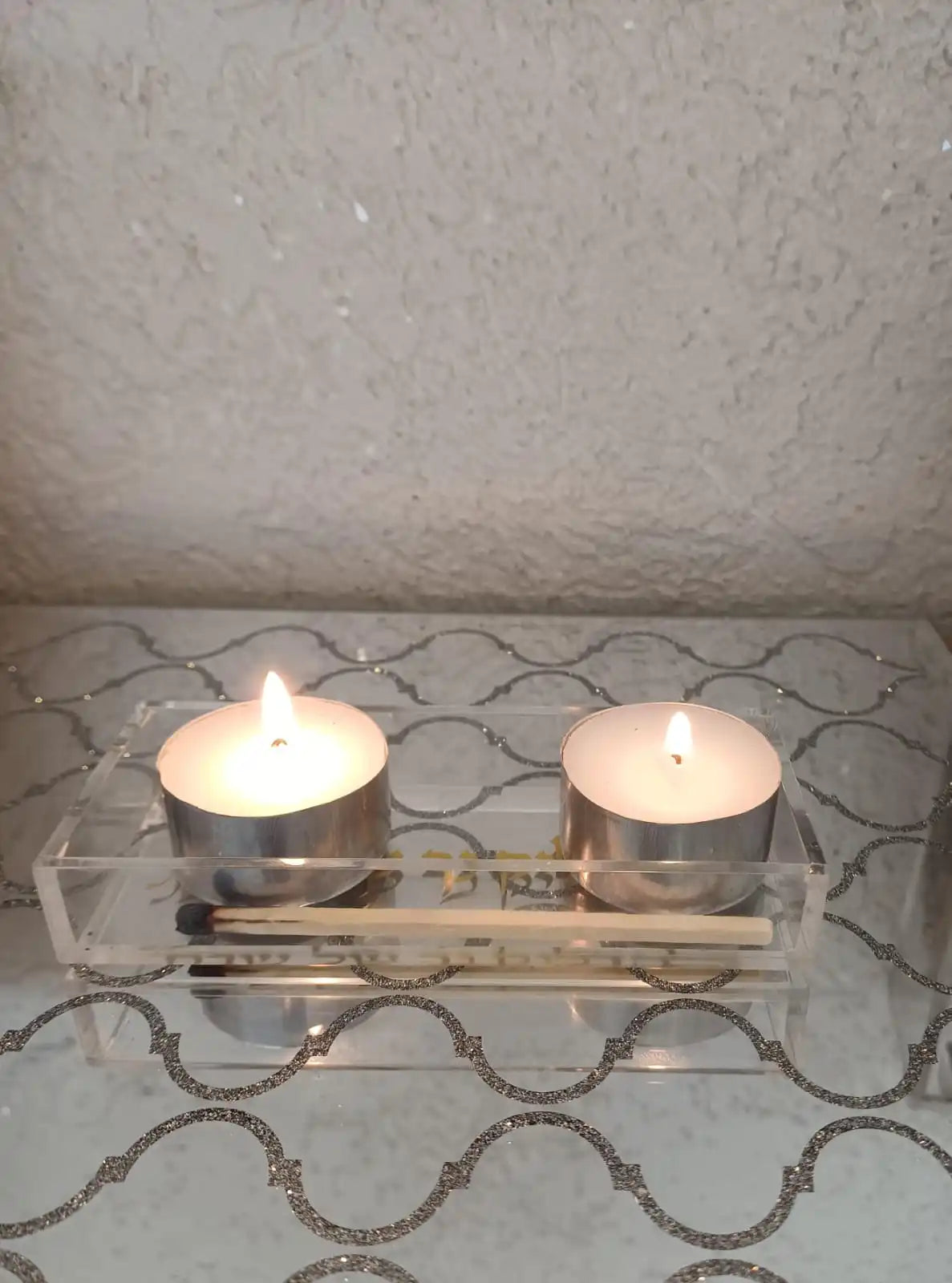 Clear Acrylic Heat-resistant  Tray with Hebrew Sabbath prayer
