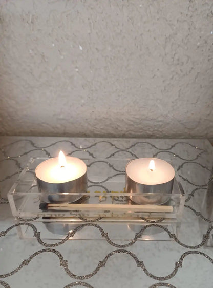Clear Acrylic Heat-resistant  Tray with Hebrew Sabbath prayer