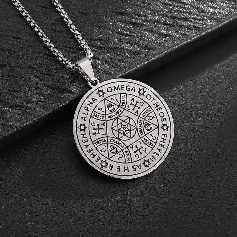 Stainless Steel Hamsa Hands of Fatima Hebrew Blessing Star of David Necklace