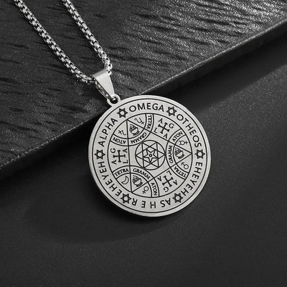 Stainless Steel Hamsa Hands of Fatima Hebrew Blessing Star of David Necklace