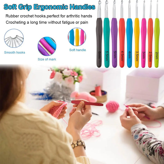 102pcs Complete Crochet Kit with Ergonomic Needles for Arthritic Hands, for Beginners & Experienced Crocheters