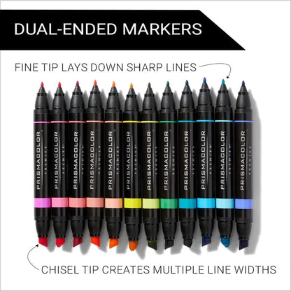 Premier Dual-Ended Art Markers with Chisel Tip and Fine Tip