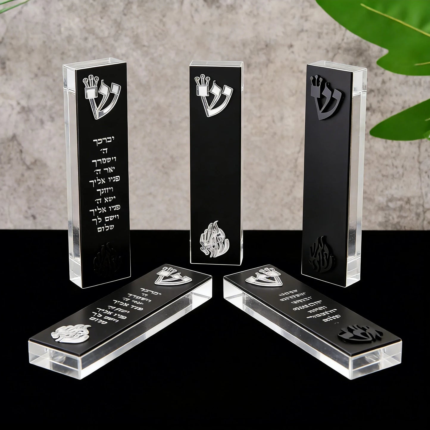 Acrylic 3D Cut Jewish Mezuzah with Home Blessing