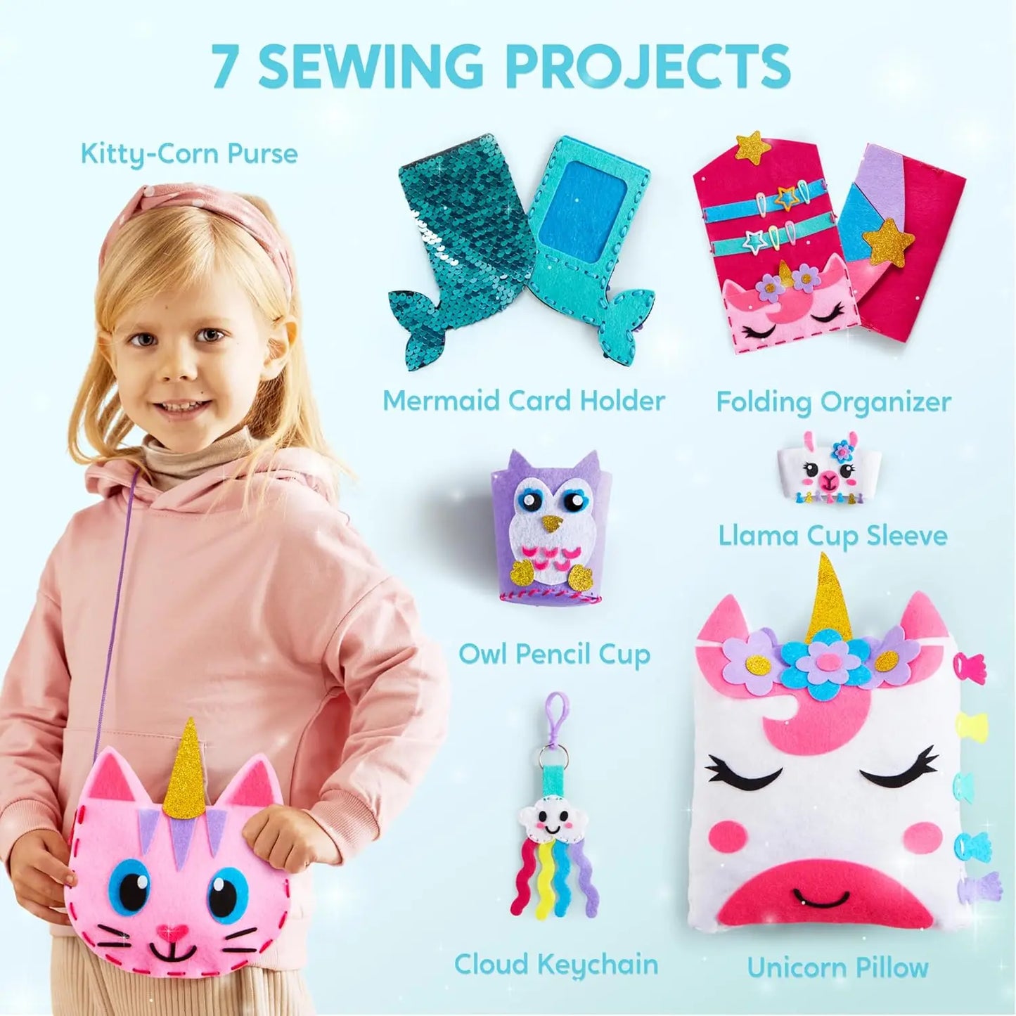 7 Sewing Projects My First Kids Sewing Kit-Unicorn and Mermaid