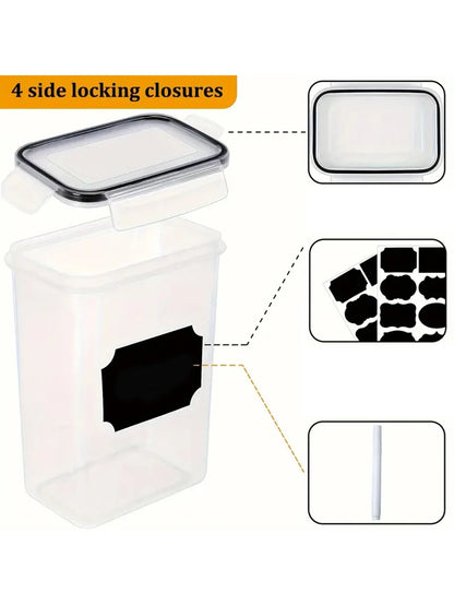 24pcs moisture-proof airtight food storage containers, dishwasher safe with labels