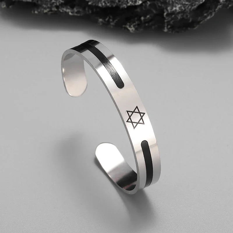 Stainless Steel Hamsa Hands of Fatima Hebrew Blessing Star of David Necklace