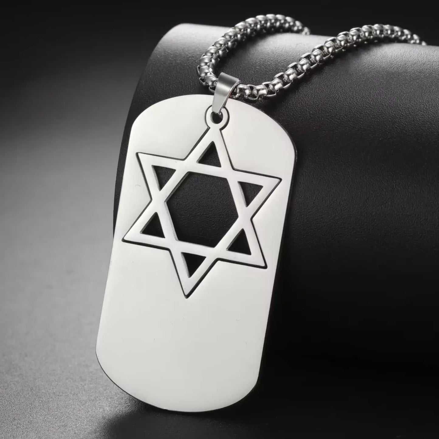 Hollow Star of David Necklace Stainless Steel Dog Tags
