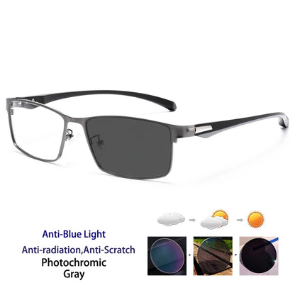 Anti Blue Light Men Reading Glasses Titanium Alloy Metal Frame  +1.50 1.75 2.0 2.25 2.50 2.75