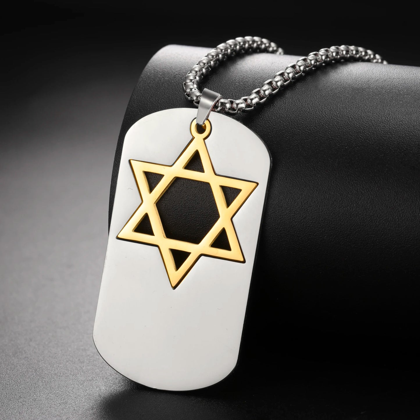 Hollow Star of David Necklace Stainless Steel Dog Tags