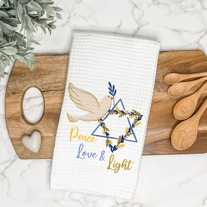 Peace Love Light Star of David Jewish Holiday Kitchen Dish Towel
