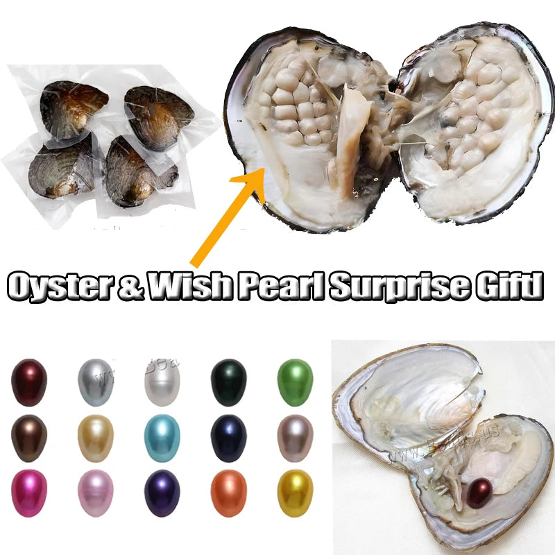 1-50PC Oyster Wish Freshwater Pearl Kit mixed colors 5-8mm in Bead size