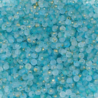 100Pcs 4mm High Quality Frosted Gold Splattered Glass Rice Beads Loose Beads