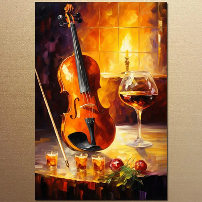 Jewish Chasidic Man Playing Musicial Instrument on Printed Canvas Large Art