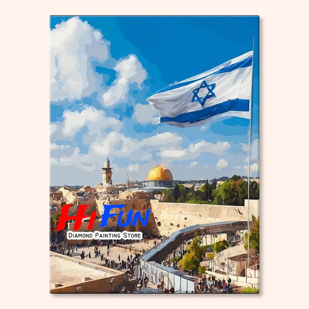 Old City Israel Diamond Art Painting DIY Full Cross Mosaic Embroidery Stitch Kit