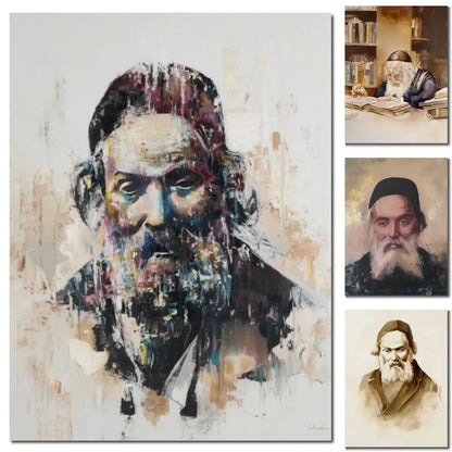 Traditional Judaica Rabbi Portrait  HD Canvas Print
