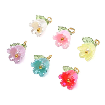 11x14mm 2-10Pcs acrylic lily of the valley flower bud beads plated with colored loose beads, handcrafted DIY making jewelry 2029