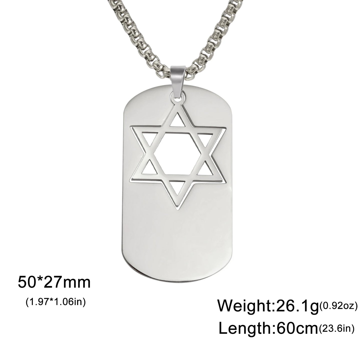 Hollow Star of David Necklace Stainless Steel Dog Tags