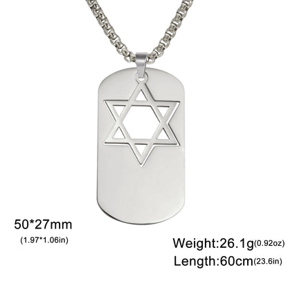 Hollow Star of David Necklace Stainless Steel Dog Tags