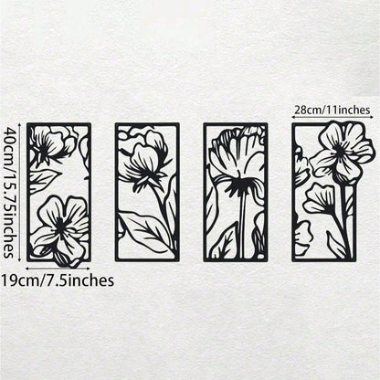 4Pcs Gothic Floral Metal Wall Art