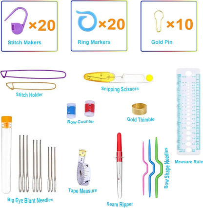 102pcs Complete Crochet Kit with Ergonomic Needles for Arthritic Hands, for Beginners & Experienced Crocheters