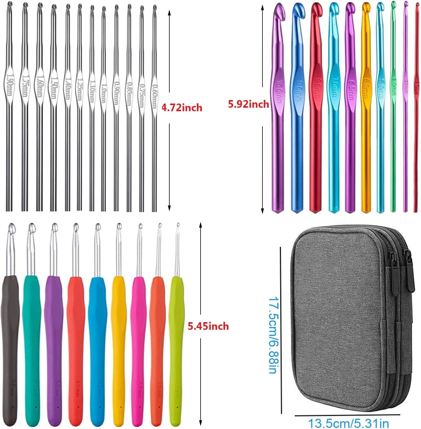 102pcs Complete Crochet Kit with Ergonomic Needles for Arthritic Hands, for Beginners & Experienced Crocheters