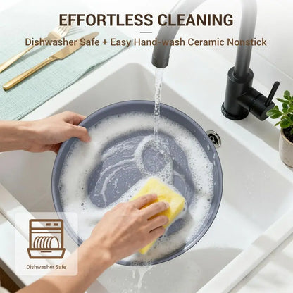 18 Piece Ceramic Pots and Pans  Non Stick, Non Toxic Induction Cookware Set  with Removable Handles