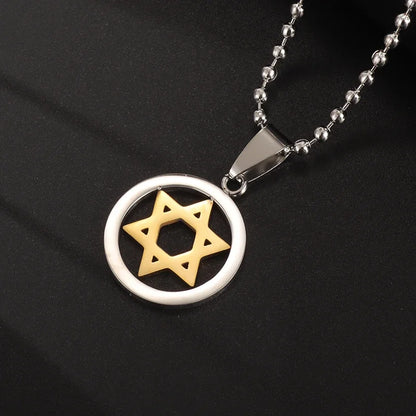 Stainless Steel Hamsa Hands of Fatima Hebrew Blessing Star of David Necklace