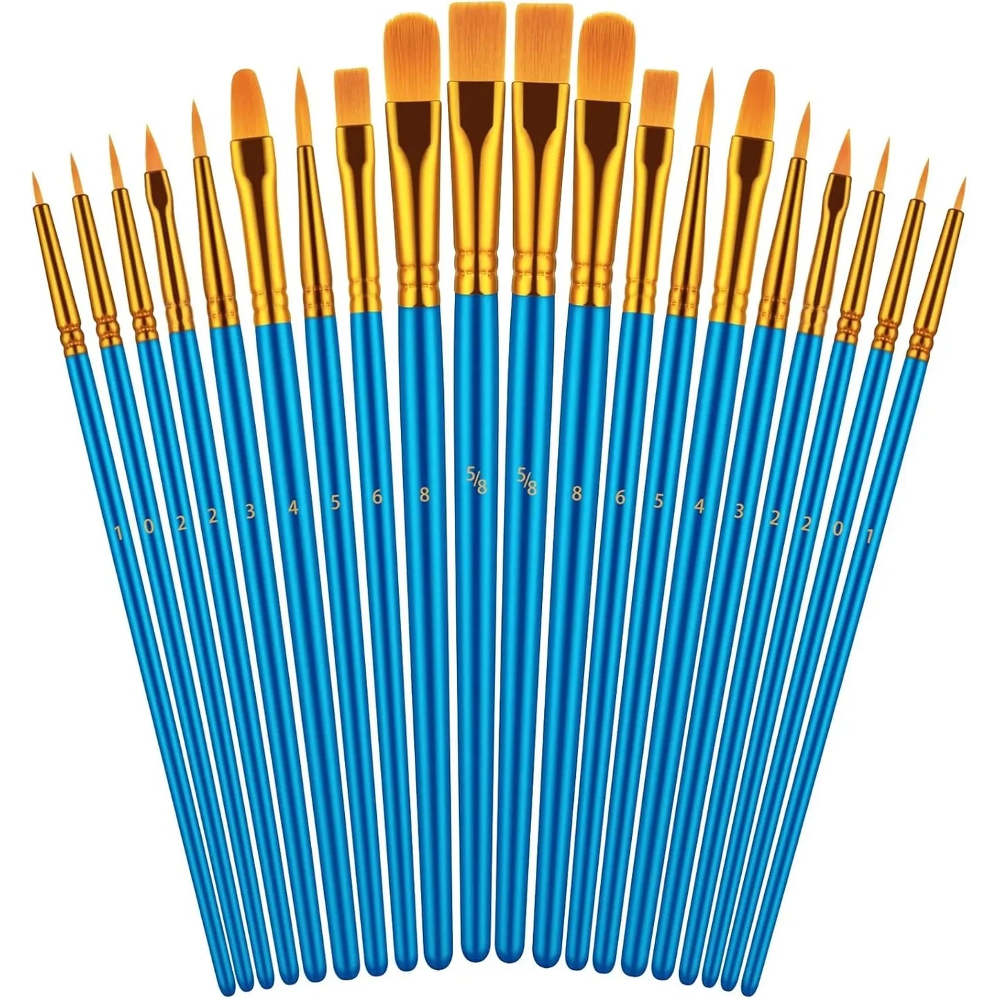 20 oil watercolor acrylic paint brushes blue Different Sizes
