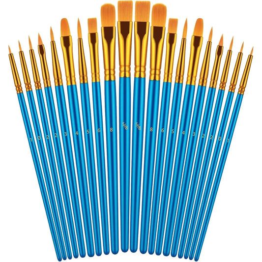 20 oil watercolor acrylic paint brushes blue Different Sizes