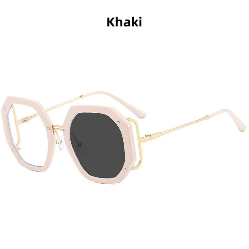 Polygon Photochromic Anti Blue Light  Reading Hyperopia Eyeglasses
