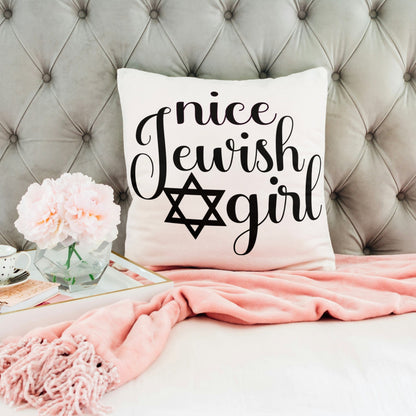 Nice Jewish Girl Throw Pillow