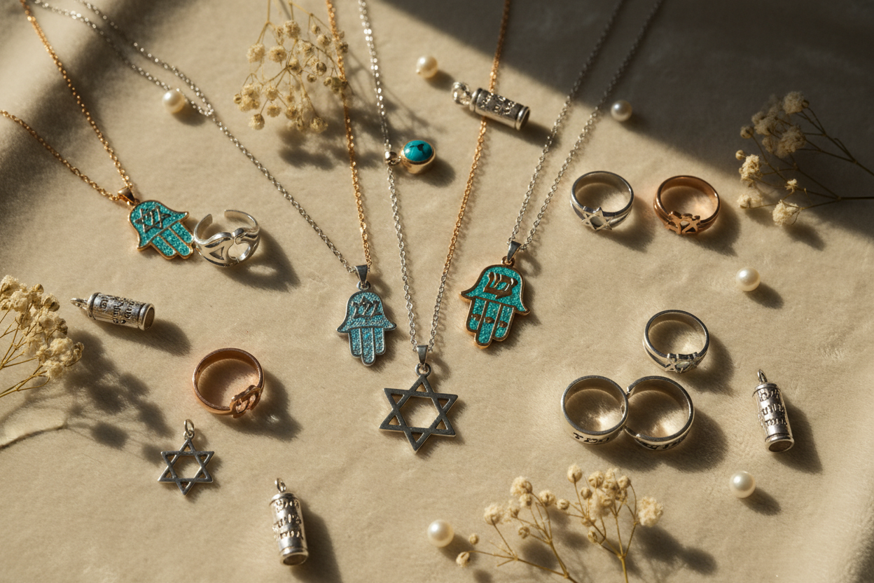 Jewish Jewelry Flat Lay